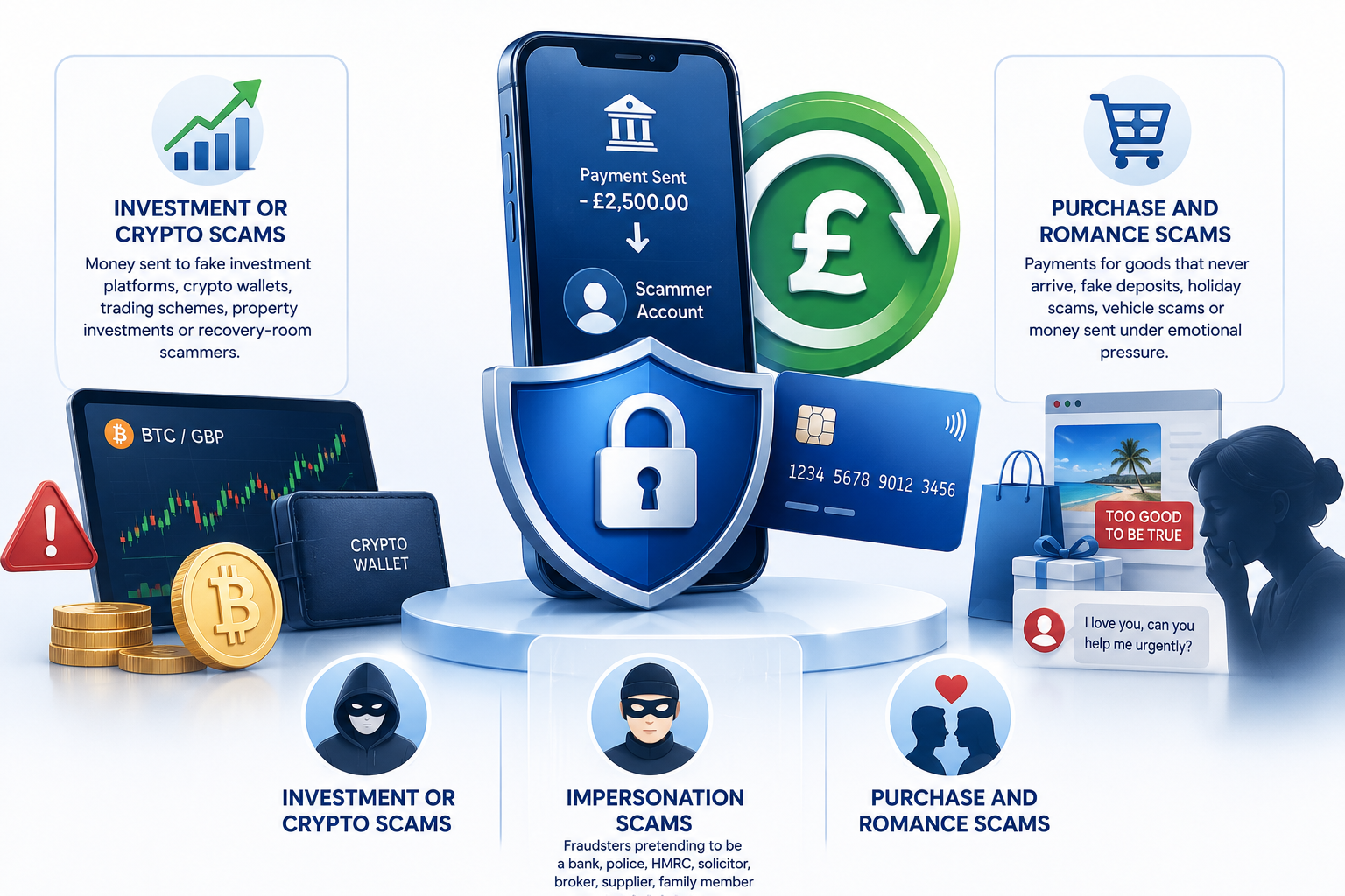 Examples of APP fraud and bank scam refund issues