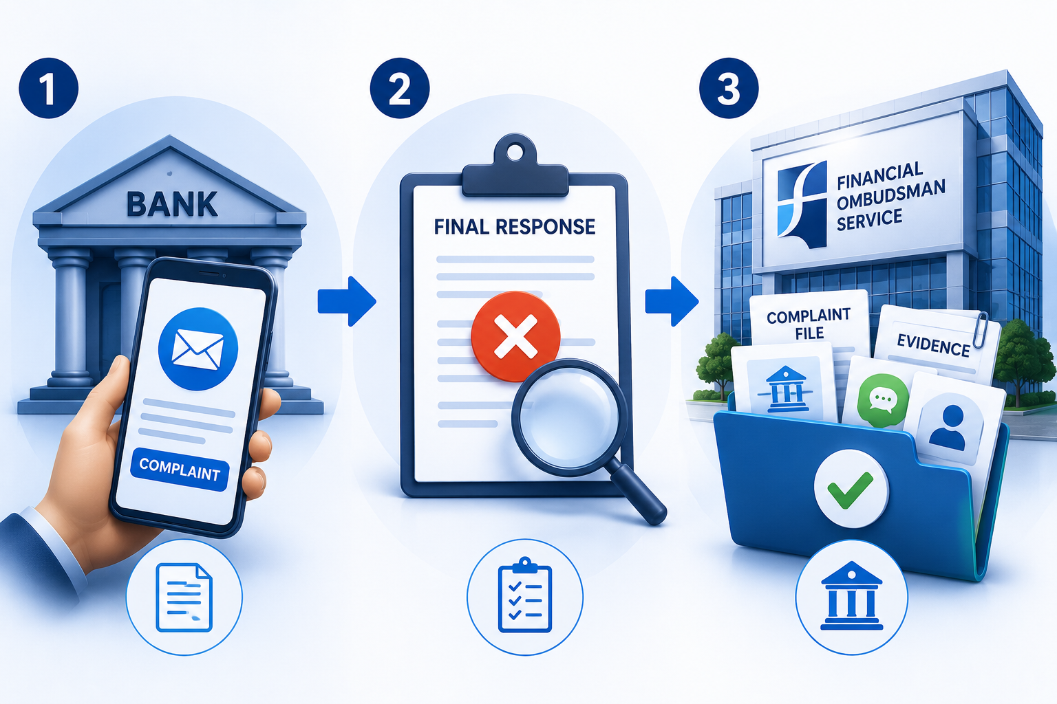 Bank scam complaint route from bank review to Financial Ombudsman