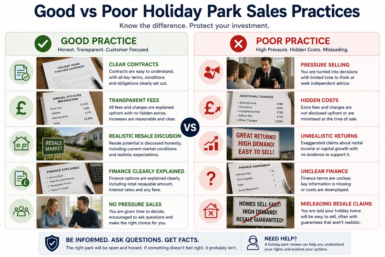 Rental income promises and actual holiday park income evidence including commission and running costs