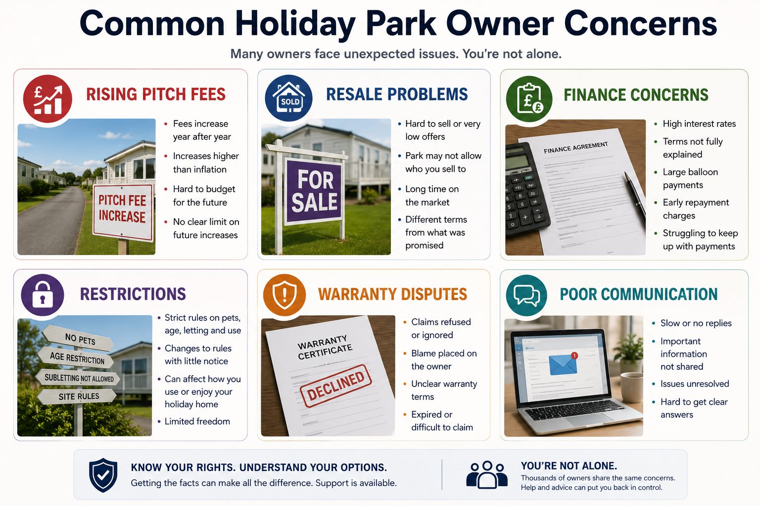Holiday park resale and exit evidence including valuations, restrictions and park commission