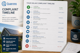 Solar panel complaint timeline and finance paperwork